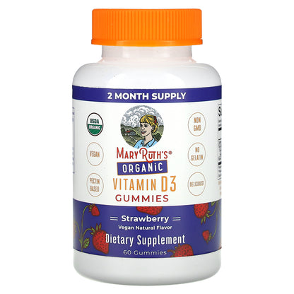 MaryRuth's, Organic Vitamin D3 Gummies, Strawberry, 60 Gummies (25 mcg per Gummy)