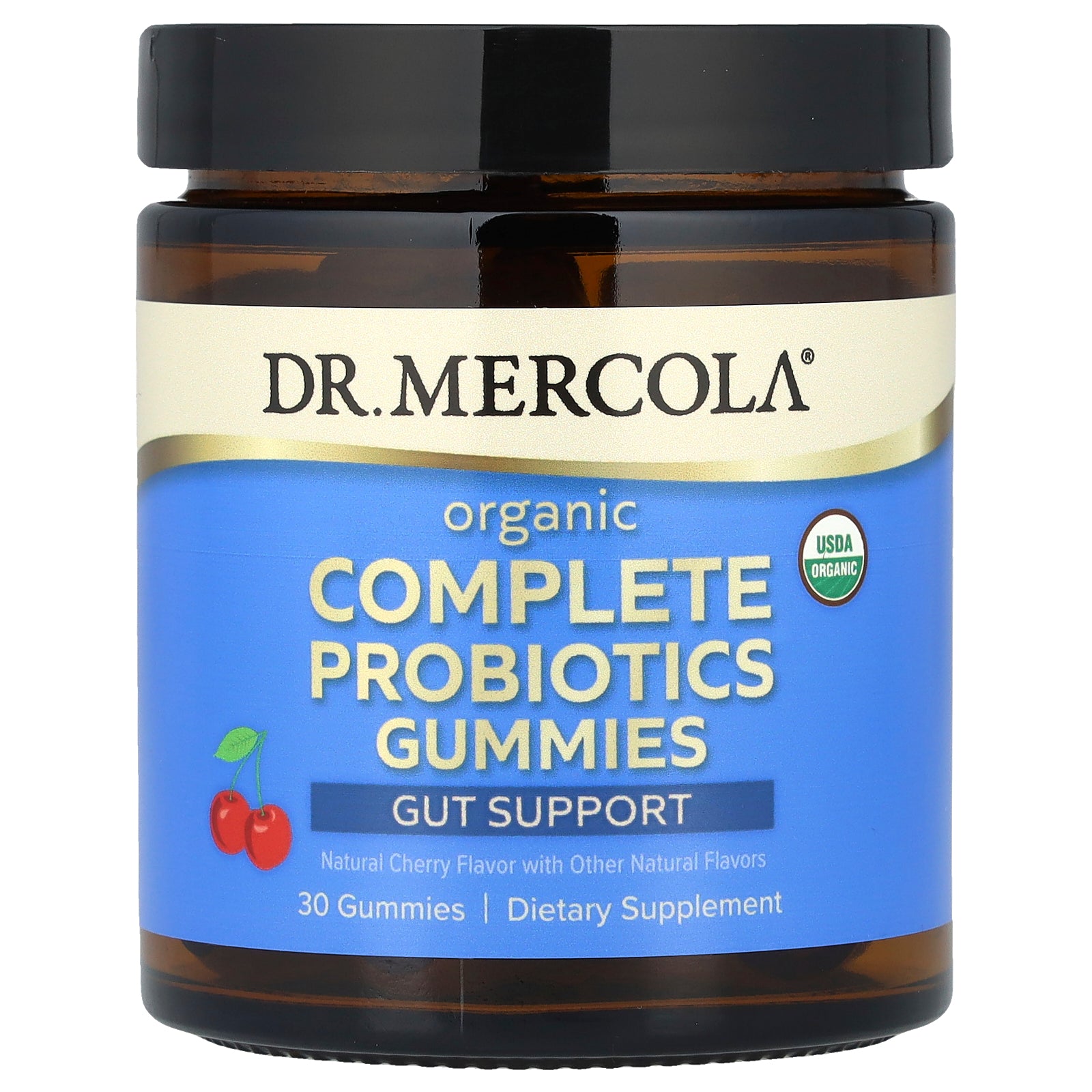 Dr. Mercola, Organic Complete Probiotics Gummies, Natural Cherry, 30 Gummies (50 mg (5 Billion CFU) per Gummy)