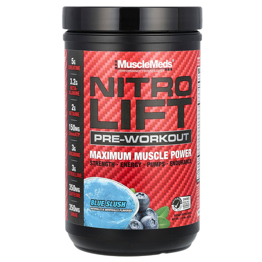 MuscleMeds, Nitro Lift™ Pre-Workout, Blue Slush, 1.15 lbs (522 g)