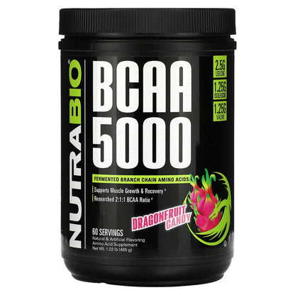 NutraBio, BCAA 5000, Dragonfruit Candy, 1.03 lb (465 g)