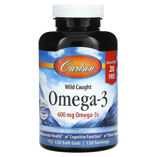 Carlson, Wild Caught Omega-3 , 600 mg , 120 Soft Gels
