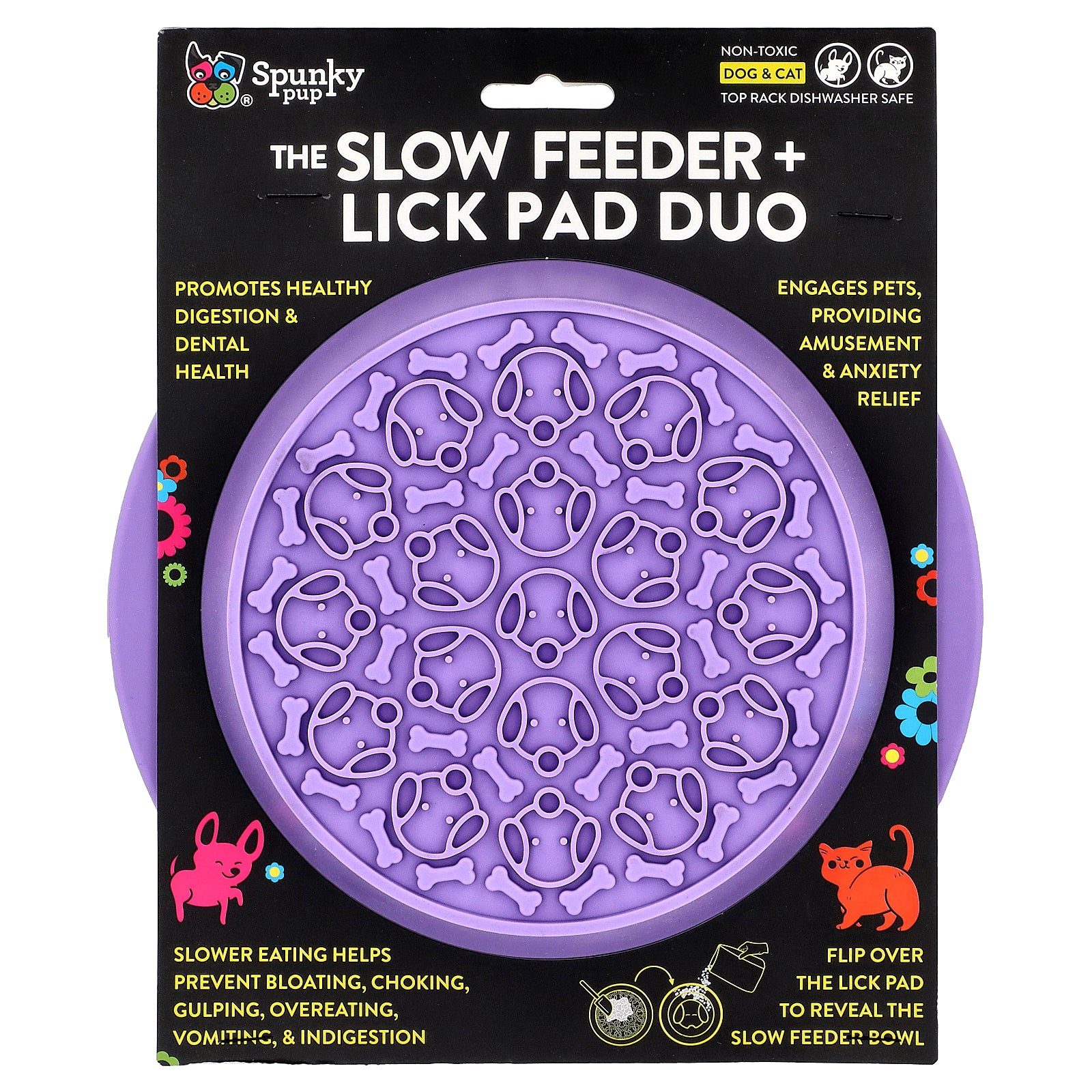 Spunky Pup, The Slow Feeder + Lick Pad Duo, Dog & Cat, 1 Pad