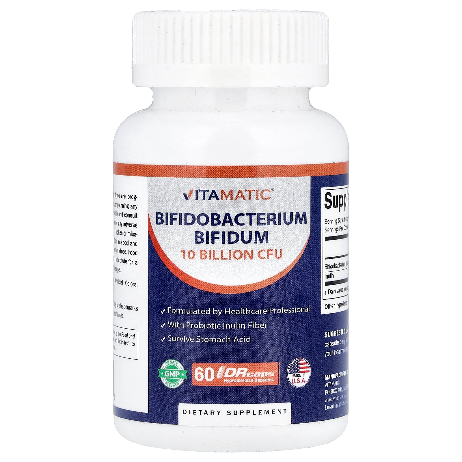 Vitamatic, Bifidobacterium Bifidum,  60 DRcaps® Hypromellose Capsules