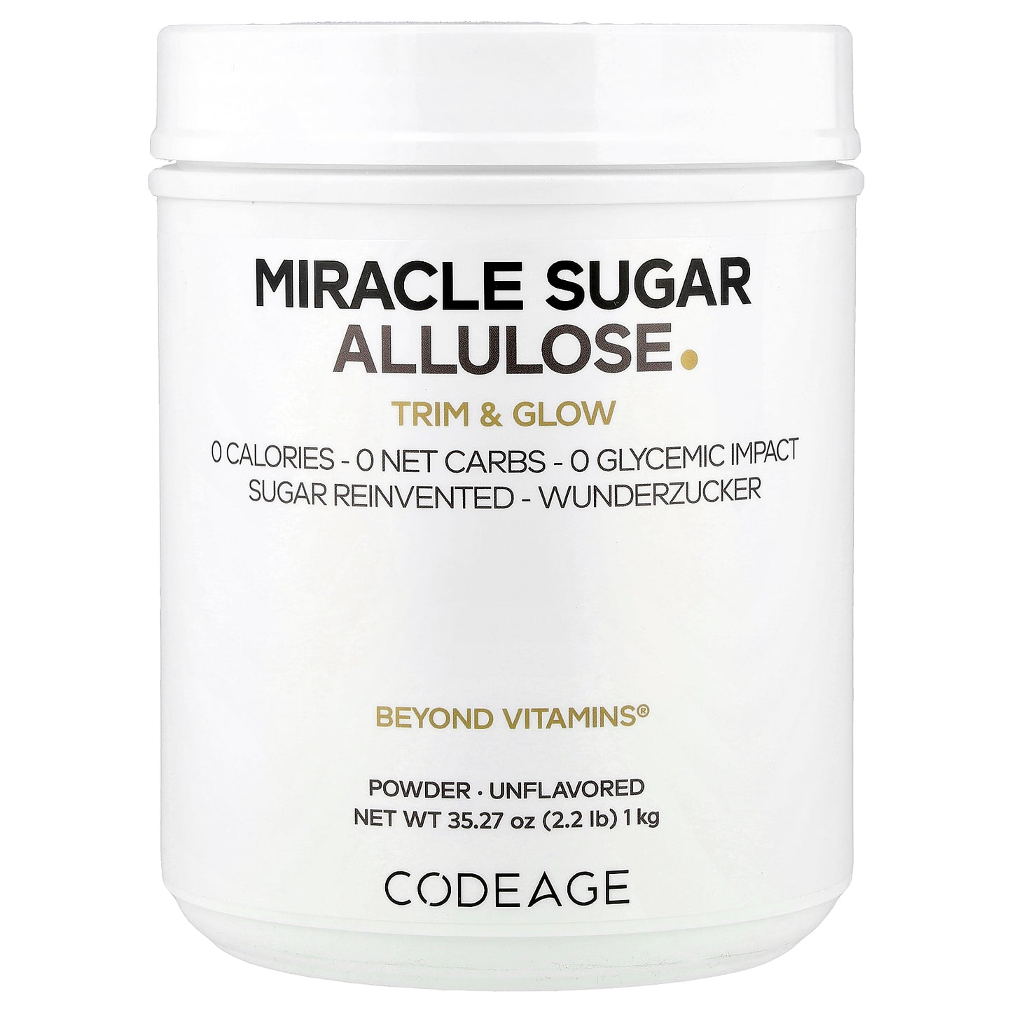 Codeage, Miracle Sugar Allulose Powder, Unflavored, 35.27 oz (1 kg)