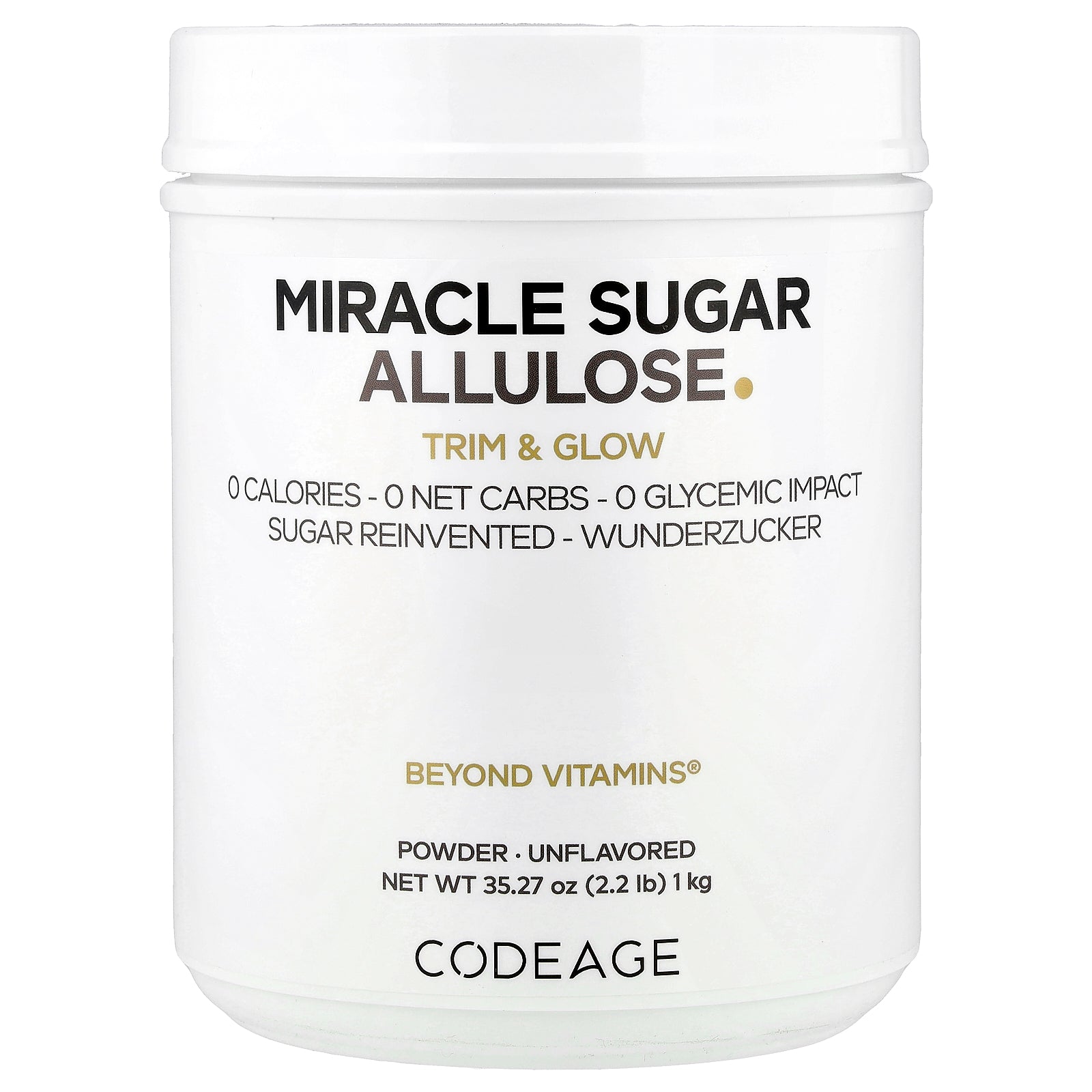 Codeage, Miracle Sugar Allulose Powder, Unflavored, 35.27 oz (1 kg)