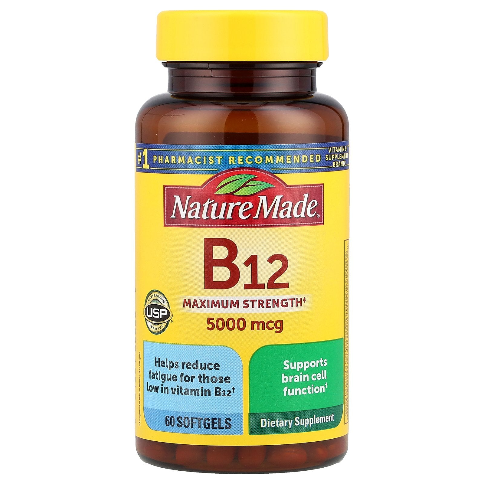 Nature Made, Vitamin B12, Maximum Strength, 5,000 mcg, 60 Softgels