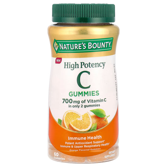 Nature's Bounty, Vitamin C Gummies, High Potency, Orange, 700 mg, 60 Gummies (350 mg per Gummy)