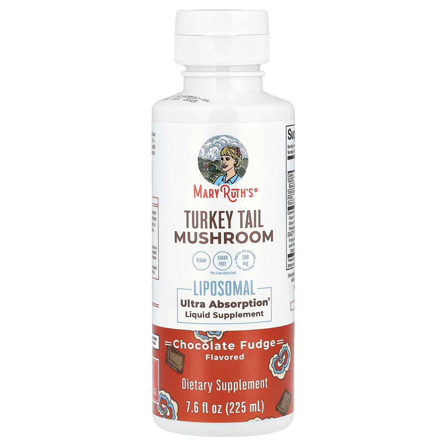 MaryRuth's, Turkey Tail Mushroom Liposomal, Chocolate Fudge, 7.6 fl oz (225 ml)