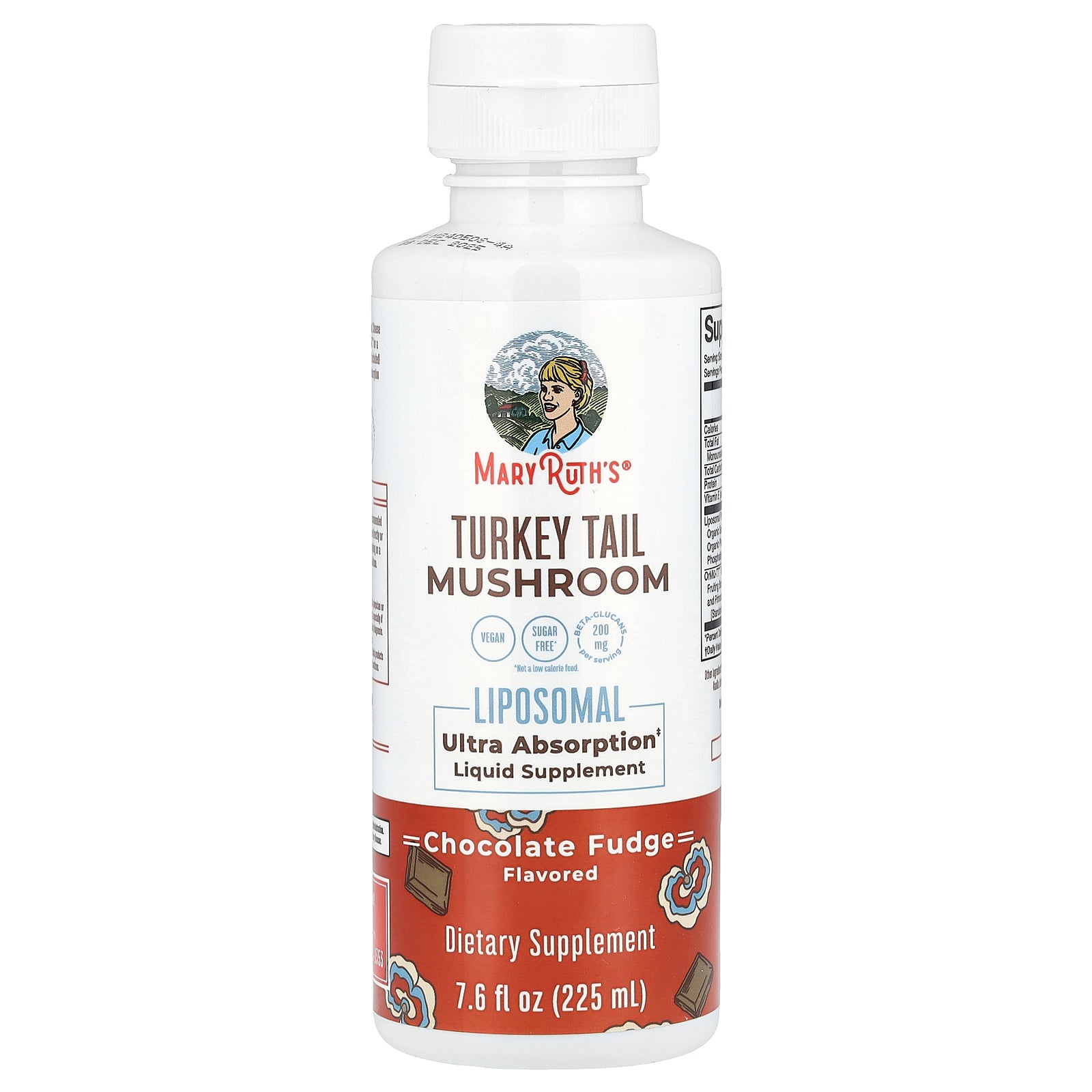 MaryRuth's, Turkey Tail Mushroom Liposomal, Chocolate Fudge, 7.6 fl oz (225 ml)