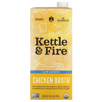 Kettle & Fire, Chicken Broth, Low Sodium, 32 oz  (907 g)