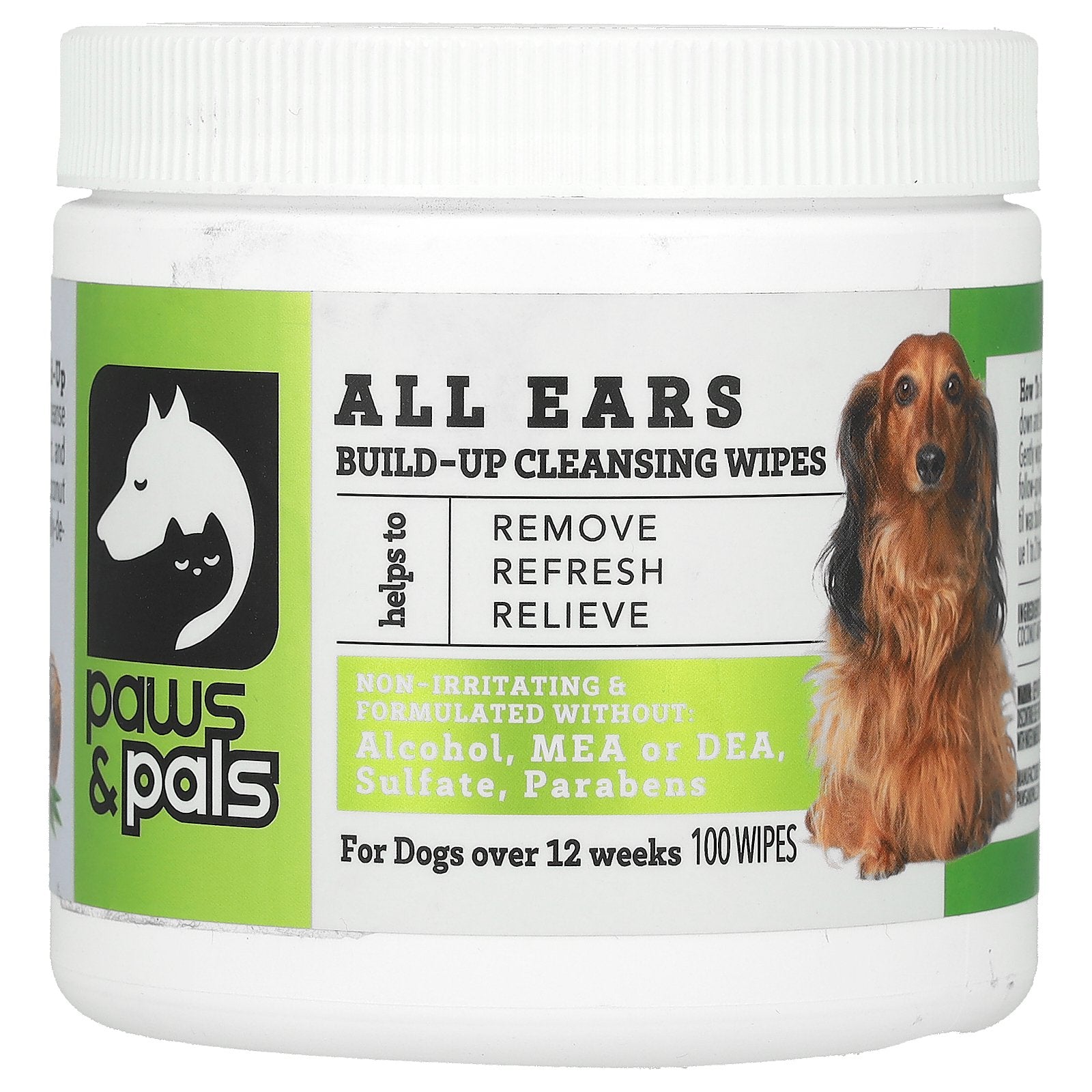 Paws & Pals, All Ears, Build-Up Cleaning Wipes, For Dogs, 100 Wipes