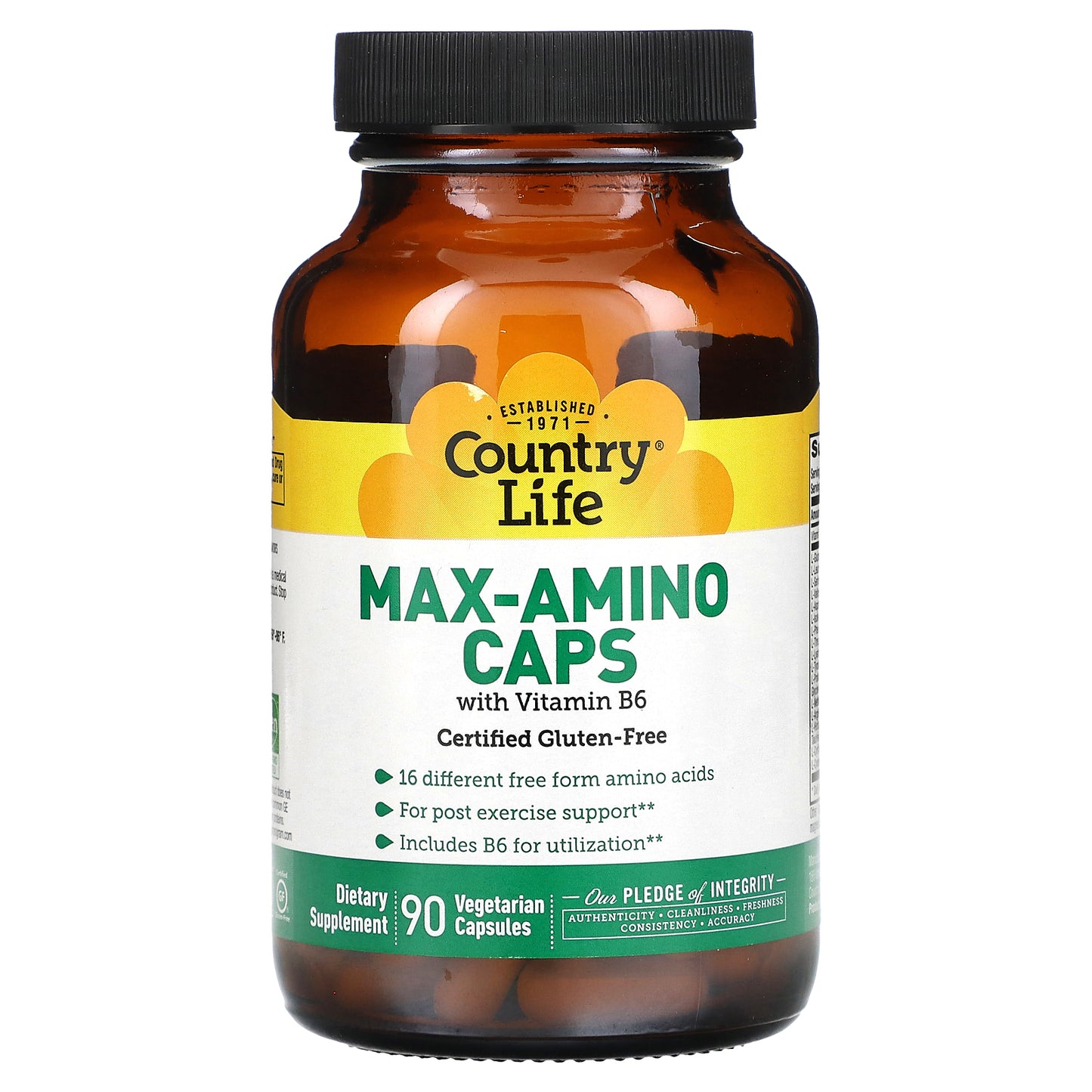 Country Life, Max-Amino Caps with Vitamin B6, 90 Vegetarian Capsules