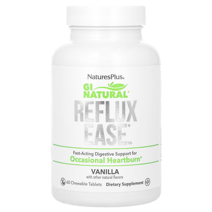 NaturesPlus, Gi Natural, Reflux Ease, Vanila, 60 Chewable Tablets