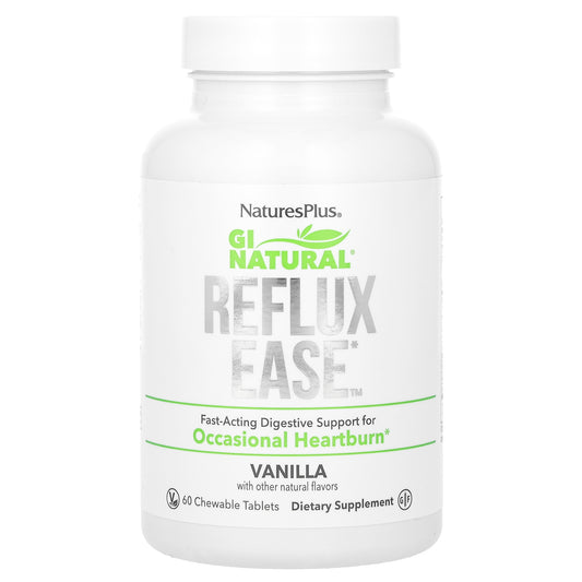 NaturesPlus, Gi Natural, Reflux Ease, Vanila, 60 Chewable Tablets