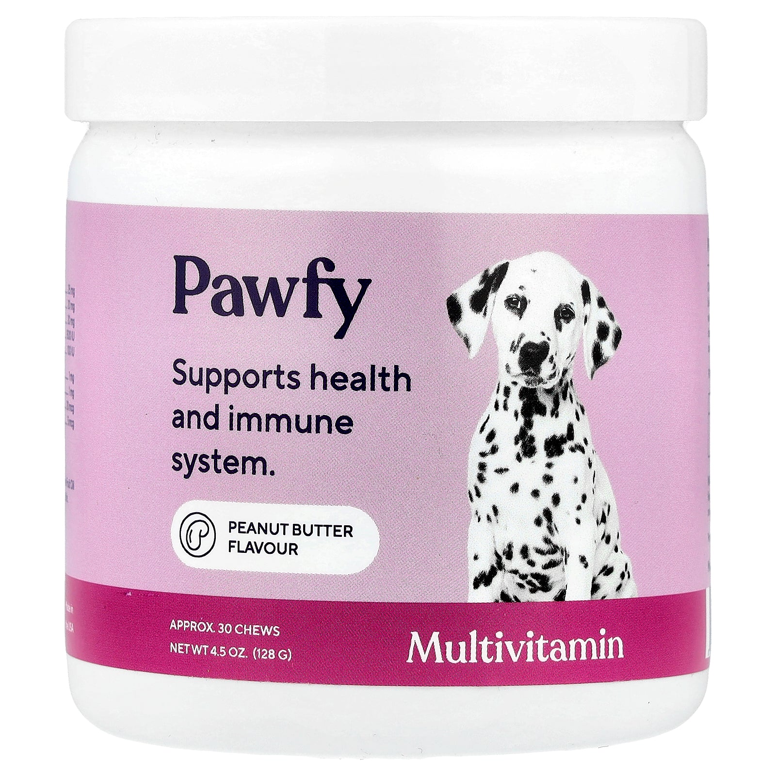 Pawfy, Multivitamin, For Dogs, 6 Months+, Peanut Butter, 30 Chews, 4.5 oz (128 g)