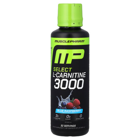 MusclePharm, Select L-Carnitine 3000, Blue Raspberry, 16 fl oz (480 ml)