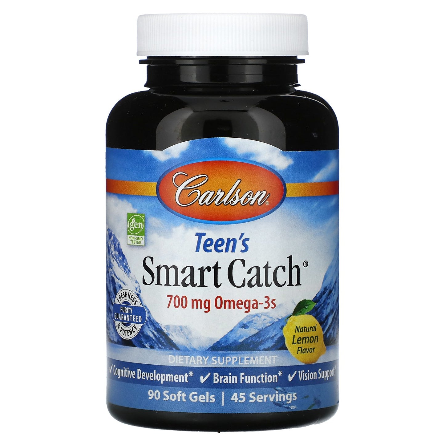 Carlson, Teen's Smart Catch, Natural Lemon, 90 Soft Gels