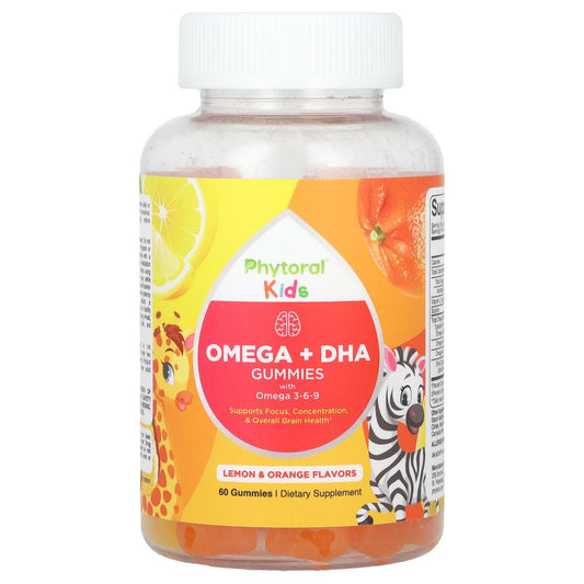 Phytoral, Kids, Omega + DHA Gummies with Omega 3-6-9, Lemon & Orange, 60 Gummies