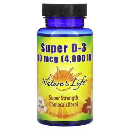 Nature's Life, Super D-3, 100 mcg (4,000 IU), 100 Softgels