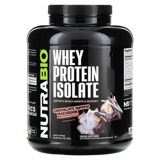 NutraBio, Whey Protein Isolate, Chocolate Dripped Macaroon , 5 lb (2,268 g)