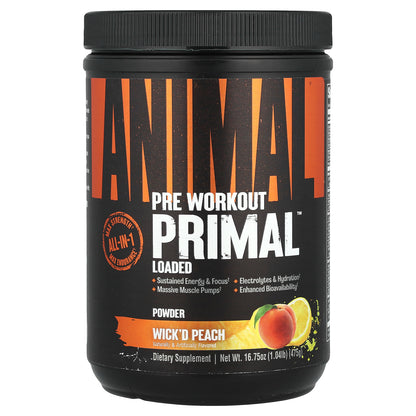 Animal, Pre Workout Primal™ Powder, Wick'd Peach, 1.04 lb (475 g)