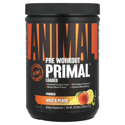 Animal, Pre Workout Primal™ Powder, Wick'd Peach, 1.04 lb (475 g)