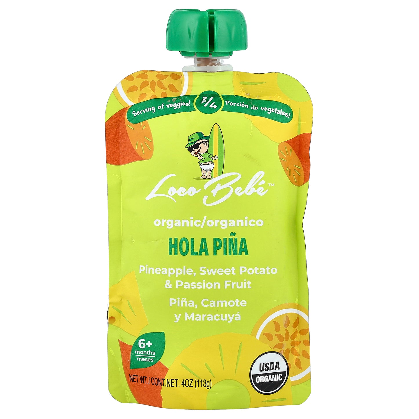 Loco Bebe, Organic Puree, 6+ Months, Hola Pina, 4 oz (113 g)