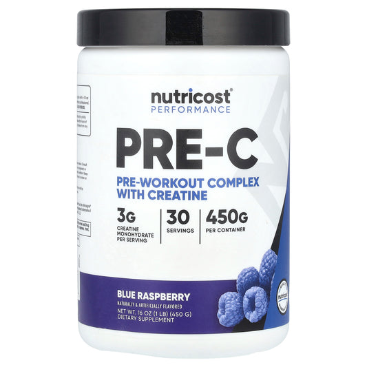 Nutricost, Performance, Pre-C, Pre-Workout Complex With Creatine, Blue Raspberry, 1 lb (450 g)