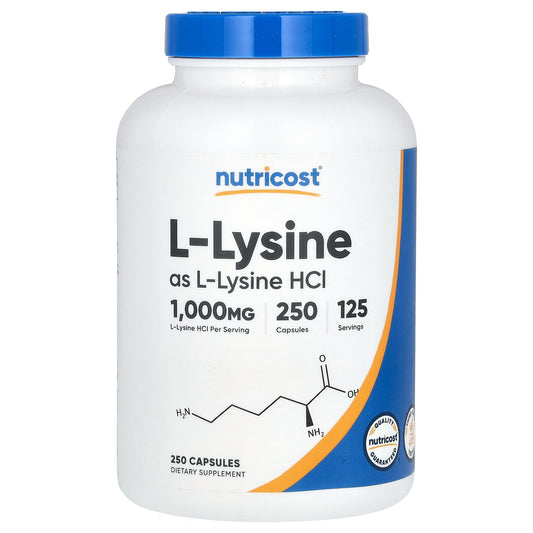 Nutricost, L-Lysine, 250 Capsules (500 mg per Capsule)