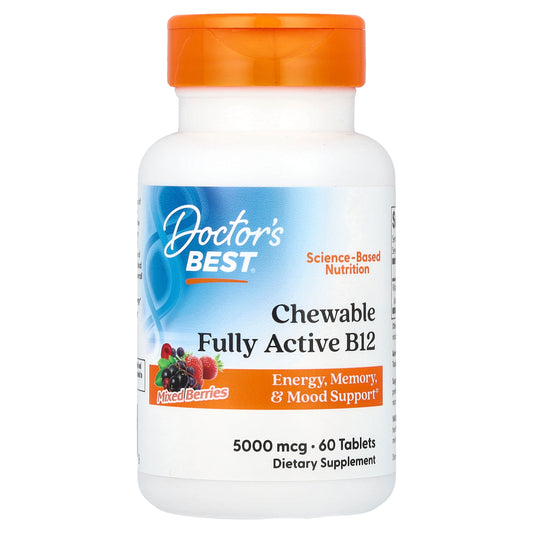 Doctor's Best, Chewable Fully Active B12, Mixed Berries , 5,000 mcg, 60 Tablets