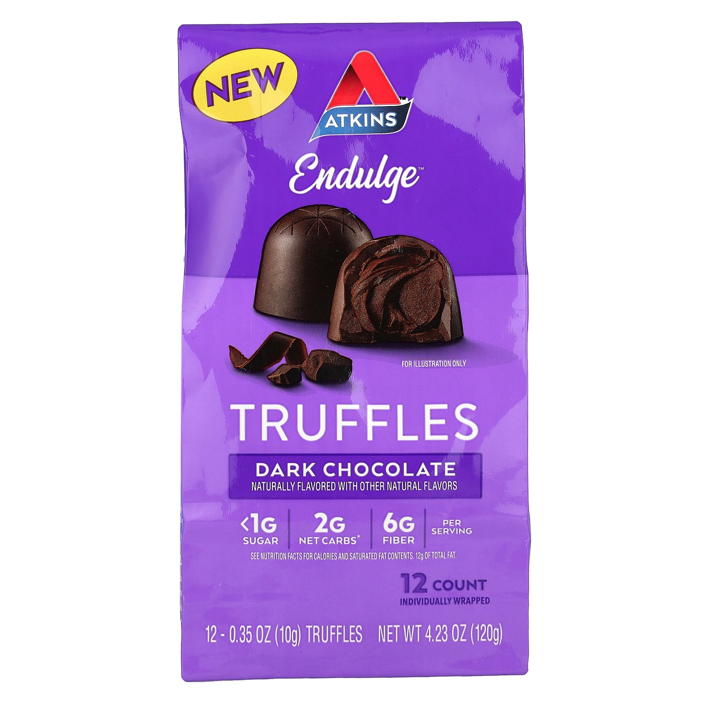 Atkins, Endulge™, Truffles, Dark Chocolate, 12 Count, 0.35 oz (10 g) Each