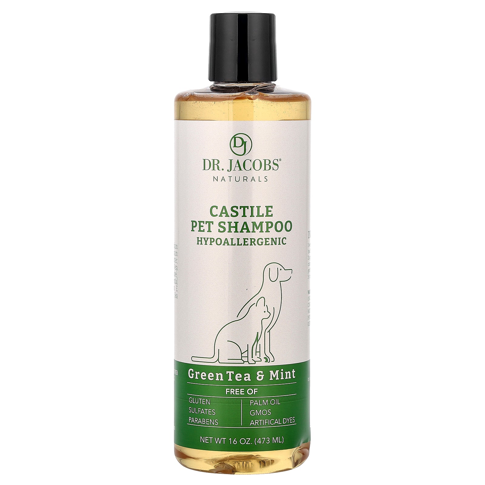 Dr. Jacobs Naturals, Castile Pet Shampoo, Green Tea & Mint, 16 oz (473 ml)