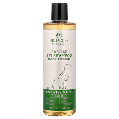 Dr. Jacobs Naturals, Castile Pet Shampoo, Green Tea & Mint, 16 oz (473 ml)