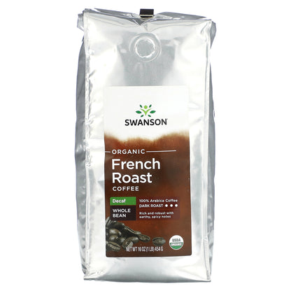 Swanson, Organic French Roast Coffee, Whole Bean, Dark Roast, Decaf, 16 oz (454 g)