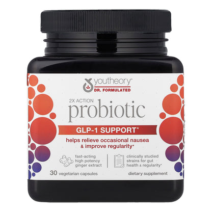 Youtheory, 2X Action Probiotic, 30 Vegetarian Capsules