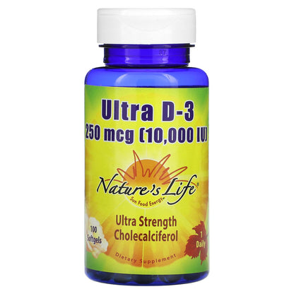 Nature's Life, Ultra D-3, 250 mcg (10,000 IU), 100 Softgels