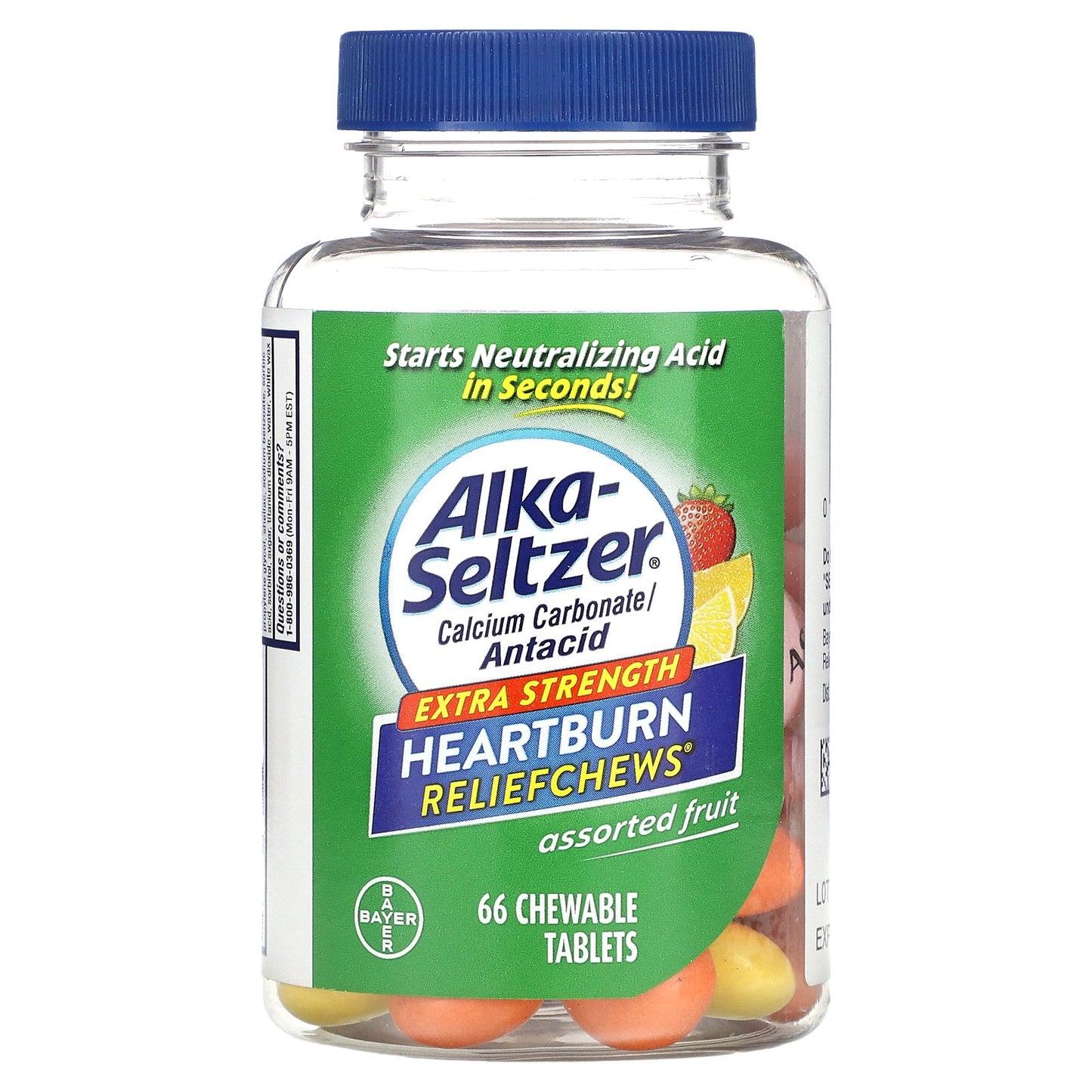 Alka-Seltzer, Heartburn Reliefchews, Extra Strength, Assorted Fruit, 750 mg , 66 Chewable Tablets