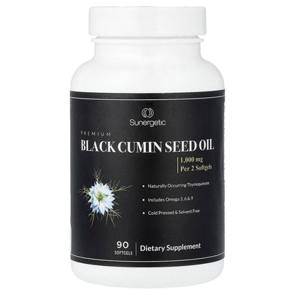 Sunergetic, Premium Black Cumin Seed Oil, 90 Softgels (500 mg per Softgel)