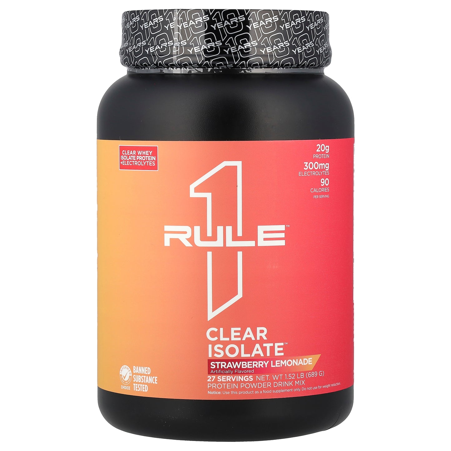 Rule One Proteins, Clear Isolate™, Strawberry Lemonade, 1.52 lb (689 g)