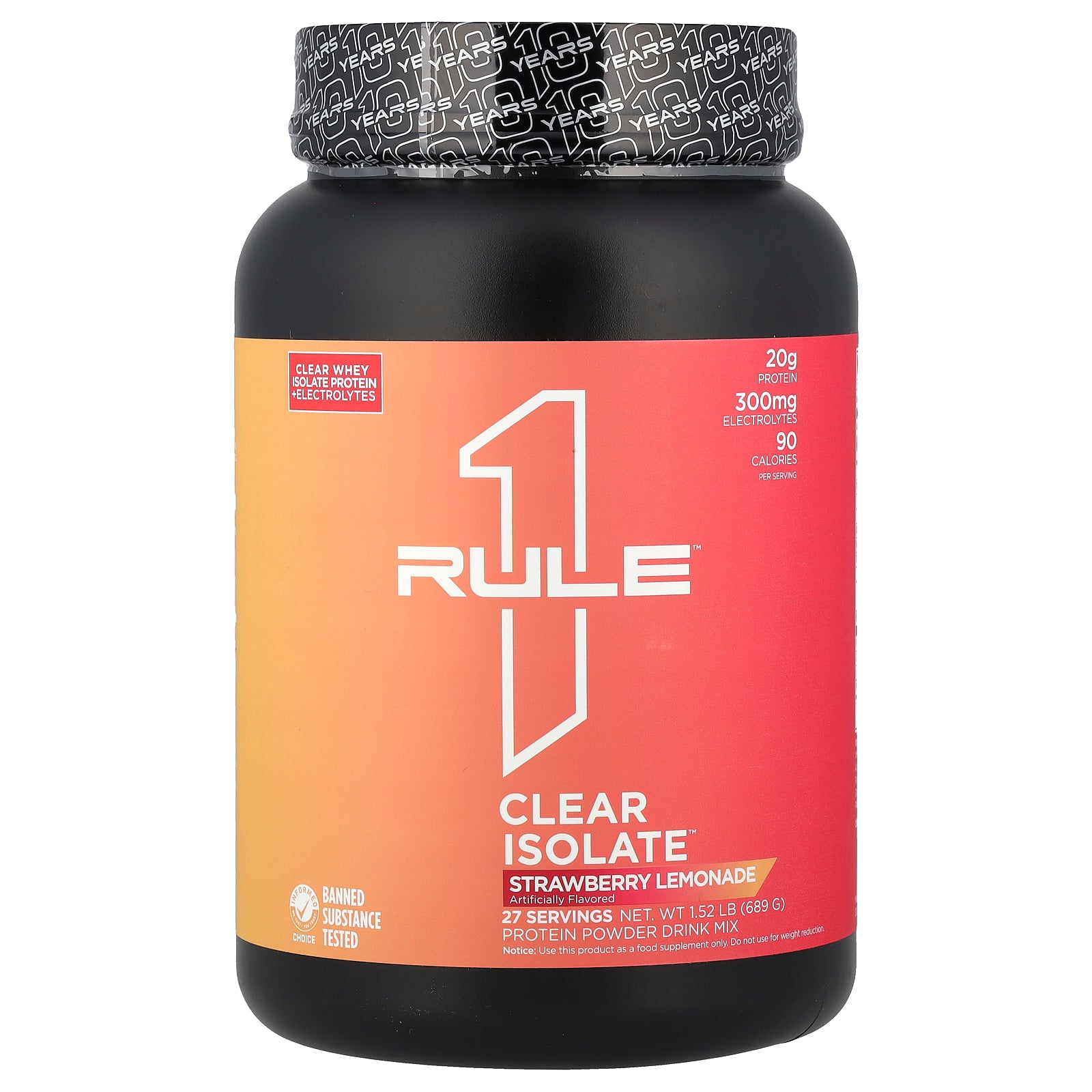 Rule One Proteins, Clear Isolate™, Strawberry Lemonade, 1.52 lb (689 g)