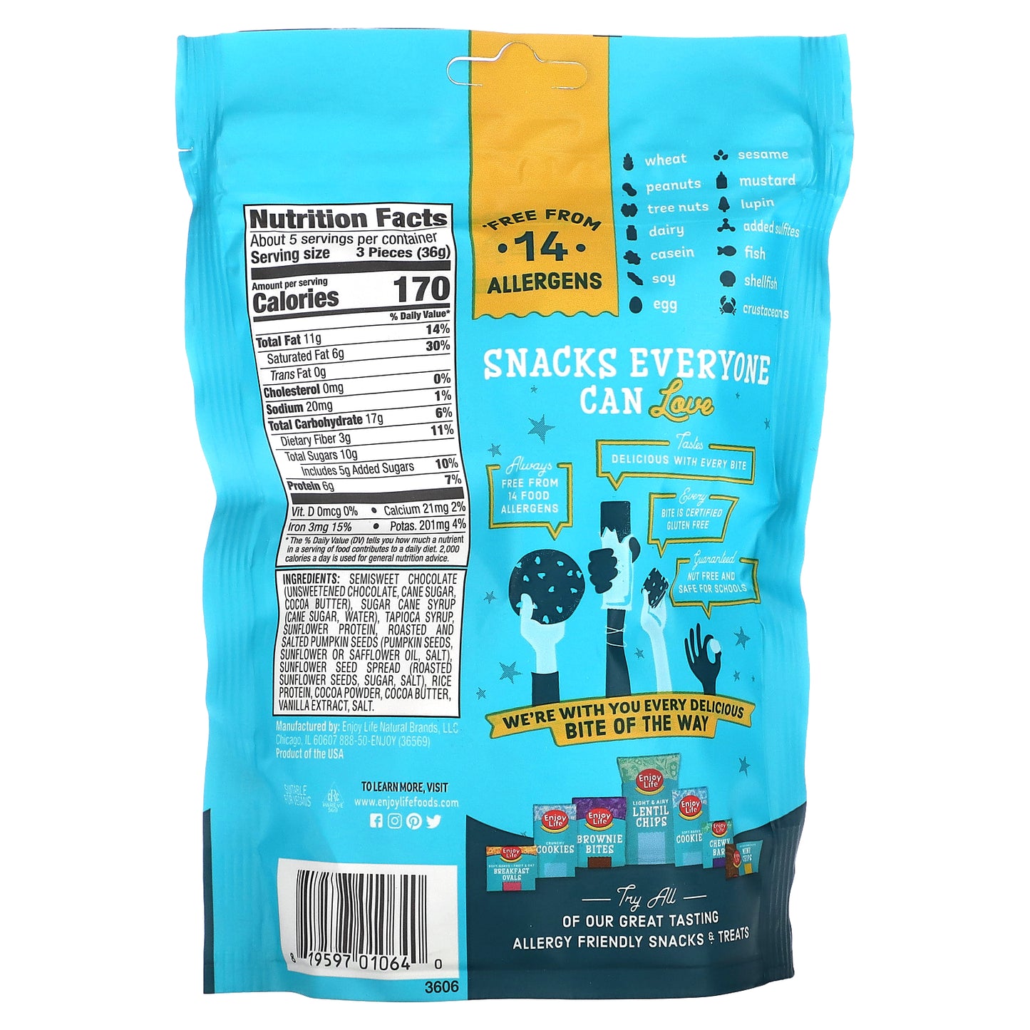 Enjoy Life Foods, Enjoy Bites, Sunseed Butter, 6.4 oz (180 g)