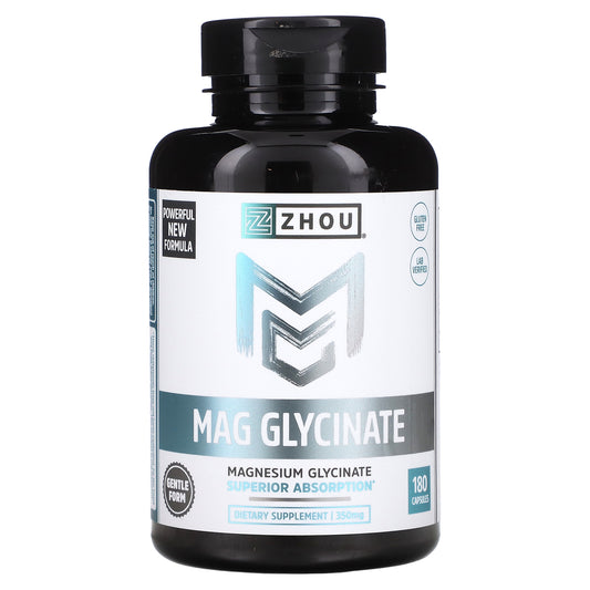 Zhou Nutrition, Mag Glycinate, 350 mg, 180 Capsules (87 mg per Capsule)