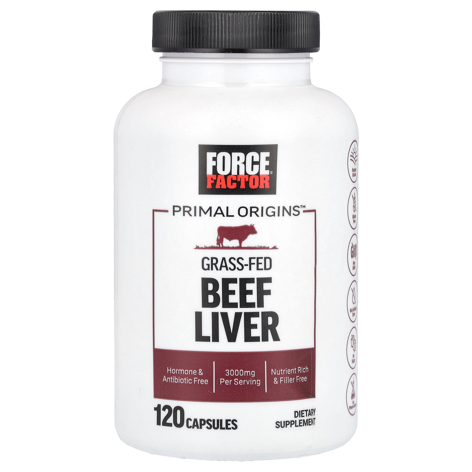Force Factor, Primal Origins™, Grass-Fed Beef Liver, 120 Capsules (750 mg per Capsule)