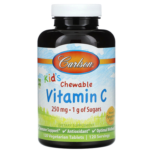 Carlson, Kid's Chewable Vitamin C, Natural Tangerine, 250 mg, 120 Vegetarian Tablets