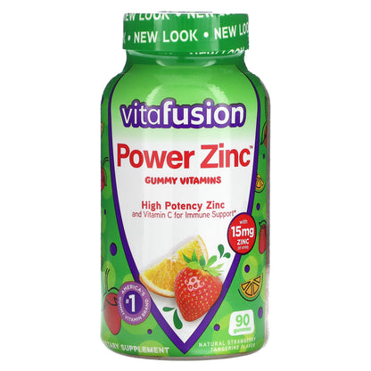 VitaFusion, Power Zinc Gummy Vitamins, Natural Strawberry Tangerine, 90 Gummies