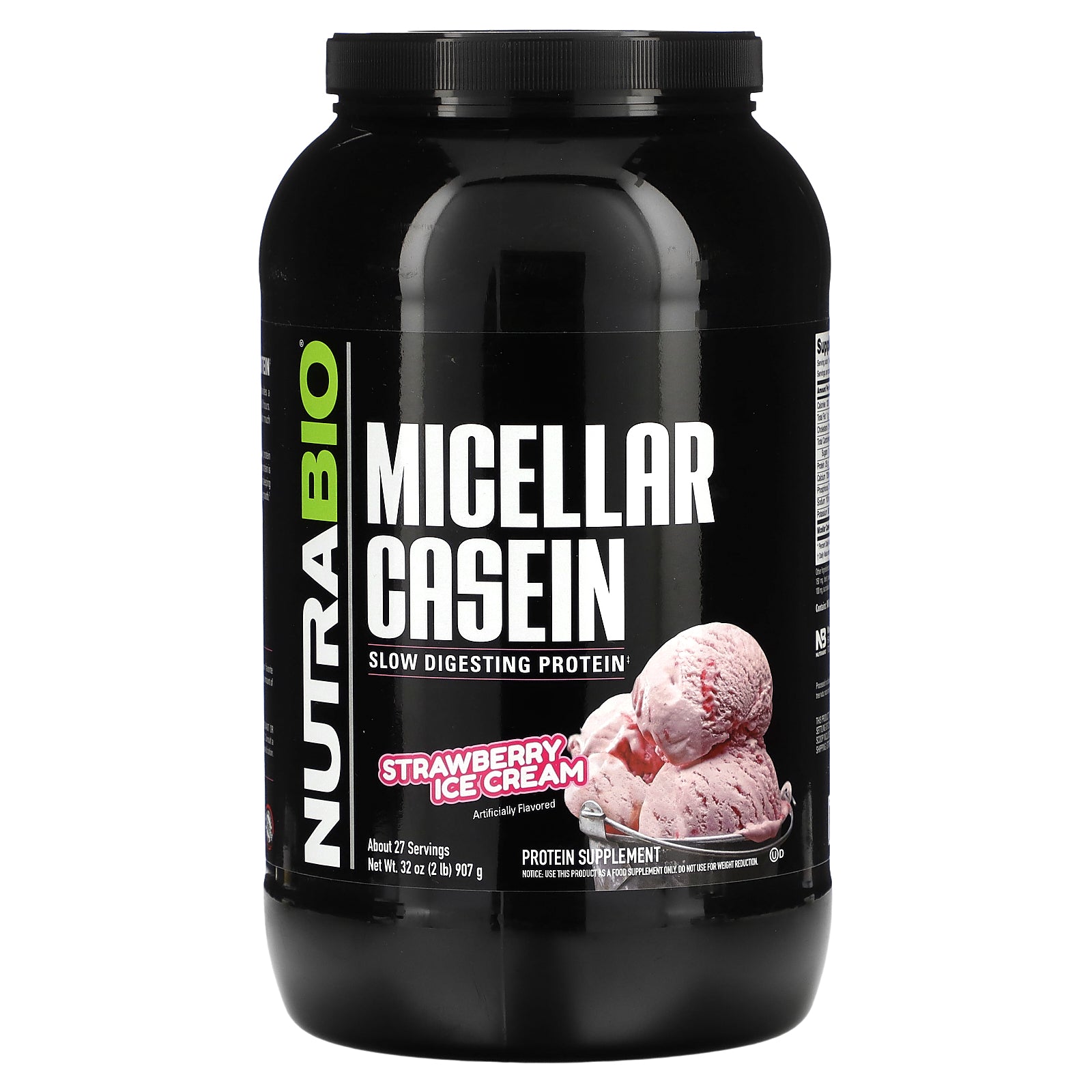 NutraBio, Micellar Casein, Strawberry Ice Cream, 2 lb (907 g)