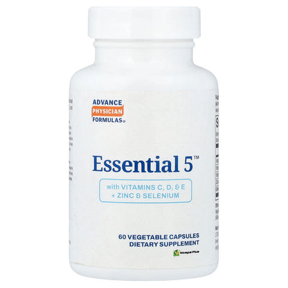 Advance Physician Formulas, Essential 5™ With Vitamins C, D, & E + Zinc & Selenium, 60 Vegetable Capsules