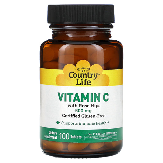 Country Life, Vitamin C with Rose Hips, 500 mg, 100 Tablets