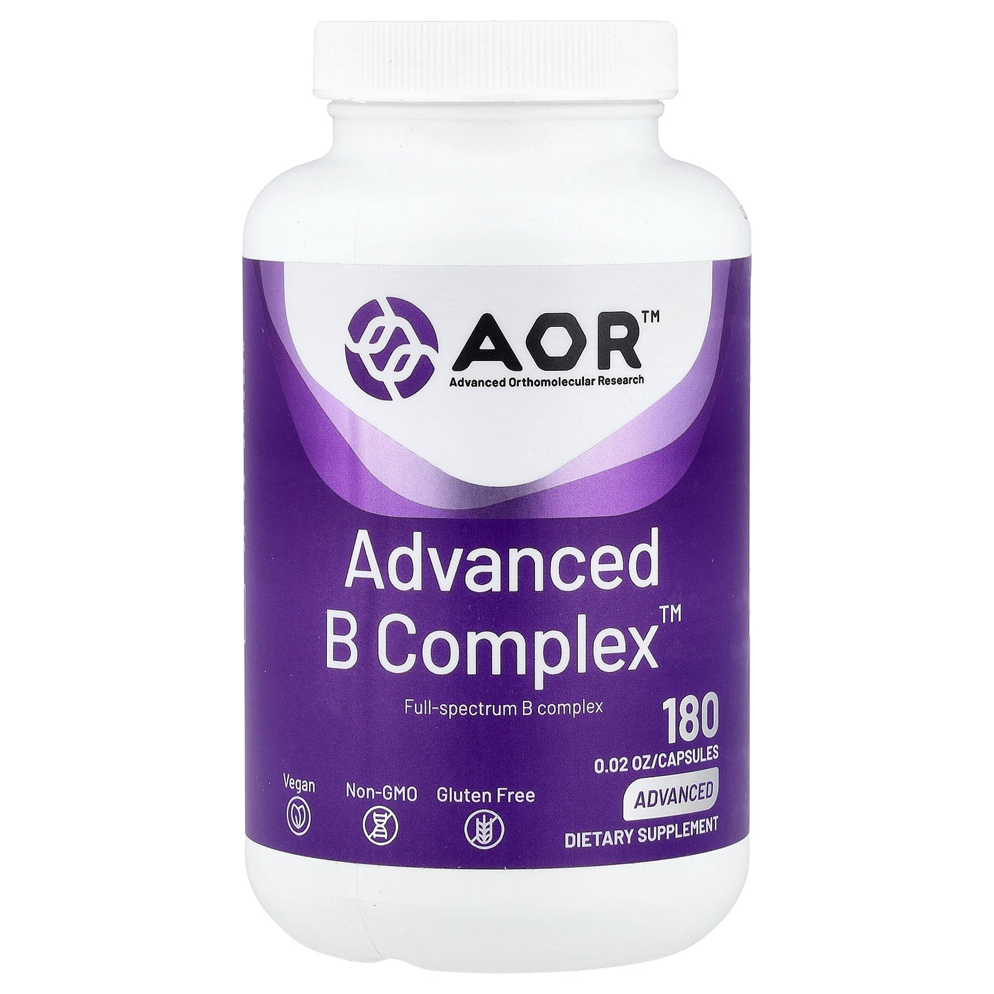 Advanced Orthomolecular Research AOR, Advanced B Complex™, 180 Capsules