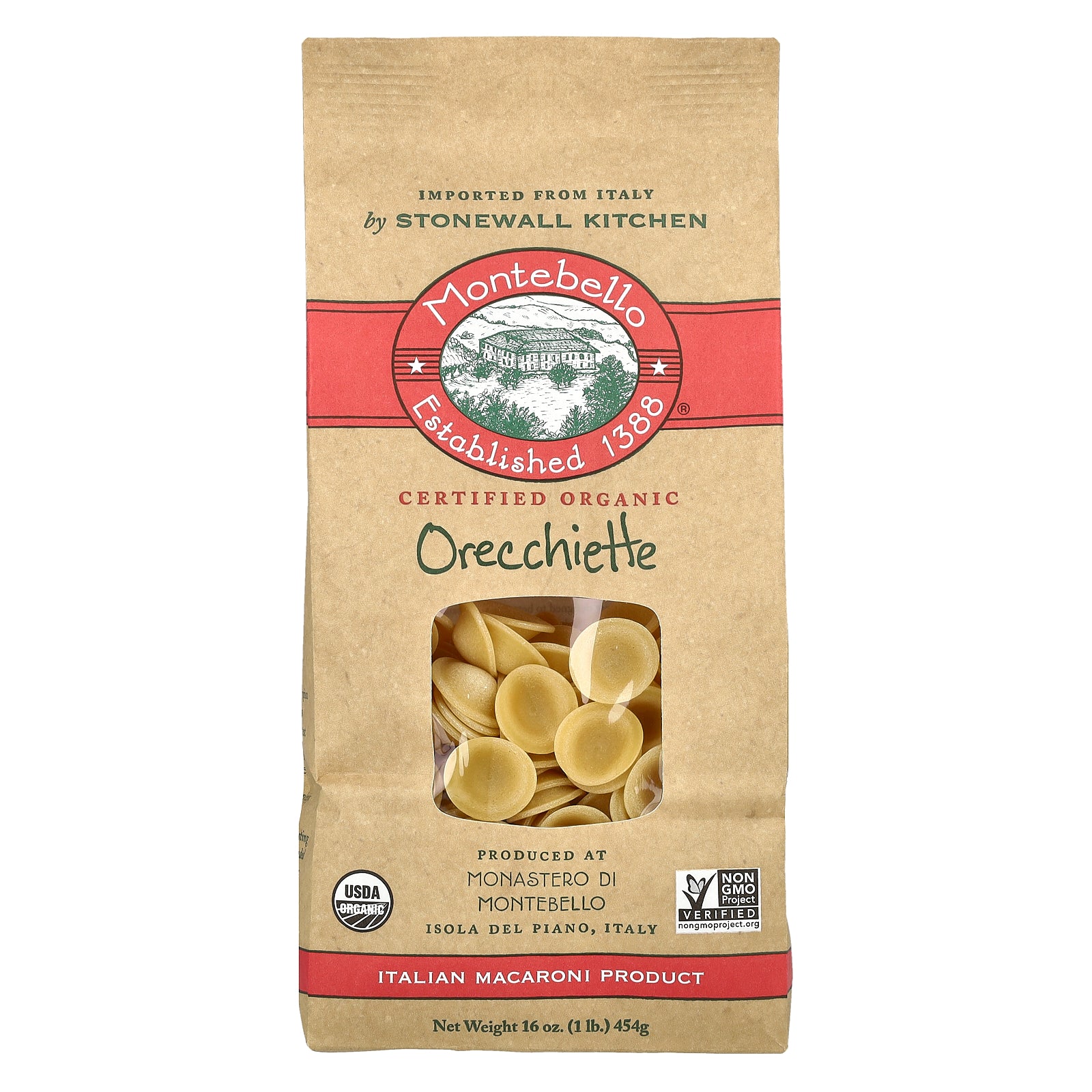 Montebello, Organic Orecchiette, 16 oz (454 g)